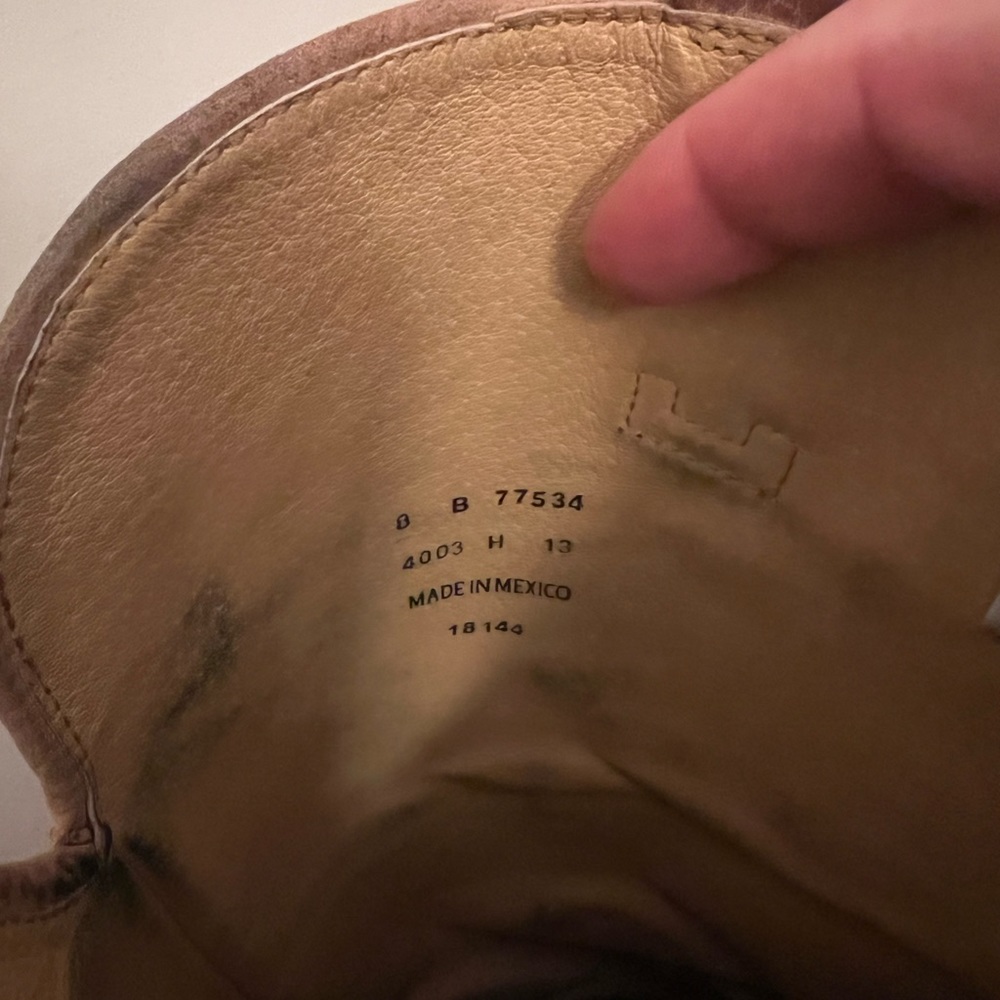 Frye Boots.  Goodyear welt so they can be resoled.